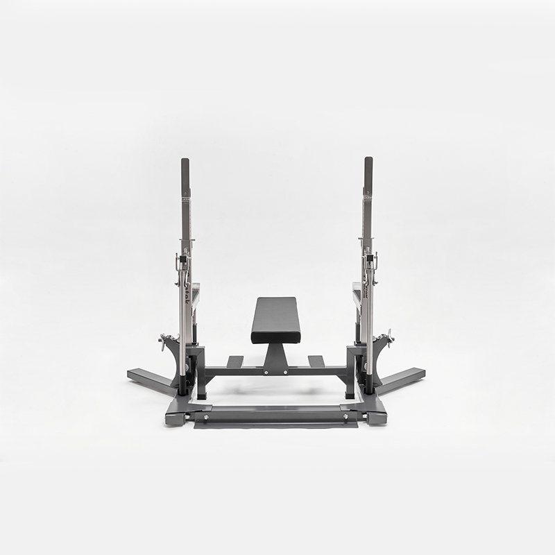Samtek แร็คคอมโบพาวเวอร์ลิฟติ้งระดับการแข่งขัน 2 Samtek Powerlifting Competition Combo Rack heavy duty steel squat and bench press station with integrated lever height adjustment jacks.