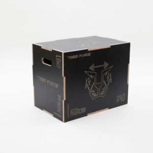 Fitness Equipment Thailand | Commercial & Home Gym Gear 5 3-in-1 Fitness Plyo Boxes heavy duty wood jump box with rounded edges and predrilled handles displaying three adjustable training heights.