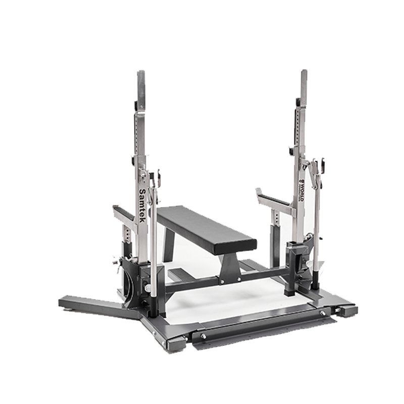 Samtek แร็คคอมโบพาวเวอร์ลิฟติ้งระดับการแข่งขัน 1 Samtek Powerlifting Competition Combo Rack สถานีสำหรับสควอทและเบนช์เพรส ผลิตจากเหล็กกล้าความทนทานสูง พร้อมแม่แรงปรับความสูงแบบคันโยกในตัว